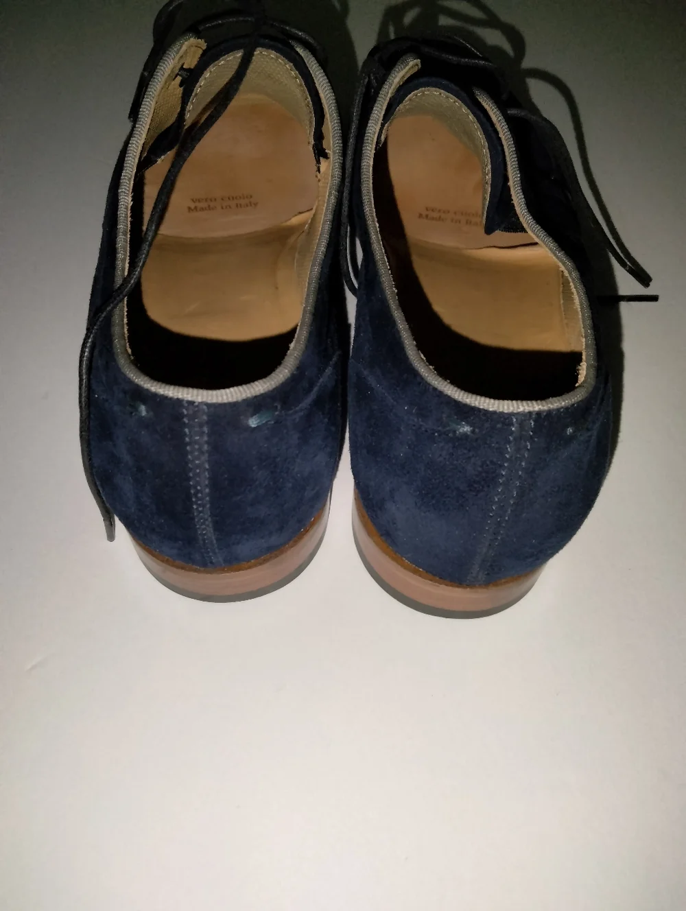 Giorgio Armani (Size 39.5) Men's Navy Blue Suede Lace Up Hard Bottom Derby Shoes